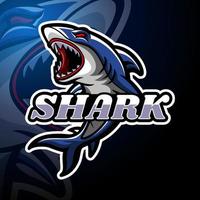 conception de mascotte de logo esport requin vecteur