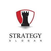 logo de stratégie commerciale avec illustration d'icône d'échecs vecteur