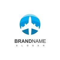 modèle de conception de logo de visite et de voyage, icône d'avion vecteur