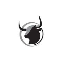 modèle de logo de taureau, icône de ferme de vache et de bétail vecteur