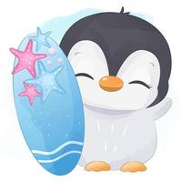 illustration de pingouin d'été mignon vecteur