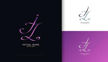 jz création de logo de signature initiale avec un style d'écriture élégant et minimaliste. création initiale du logo j et z pour le mariage, la mode, les bijoux, la boutique et l'identité de la marque d'entreprise vecteur