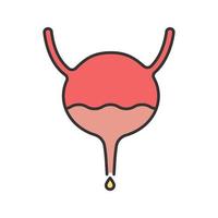 icône de couleur de la vessie, de l'uretère et de l'urètre. système urinaire. illustration vectorielle isolée vecteur