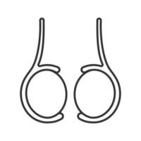 icône linéaire des testicules. illustration de la ligne mince. testicule. glande reproductrice mâle. symbole de contour. dessin de contour isolé de vecteur