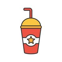 icône de couleur de boisson froide de cinéma. papier jetable ou gobelet en plastique avec étoile. illustration vectorielle isolée vecteur