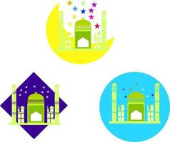icône de la mosquée sur le thème de l'aïd al adha. pour le motif de la mosquée composé d'une grande collection religieuse. vecteur