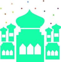 la beauté de la mosquée verte et de l'aïd al-adha avec des étoiles vecteur