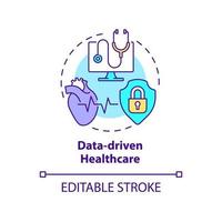 icône de concept de soins de santé basée sur les données. innovation technologique. médecine macro tendances idée abstraite illustration ligne mince. dessin de contour isolé. trait modifiable vecteur