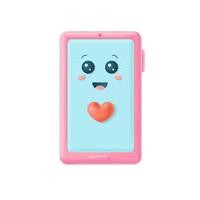 dessin animé mignon smartphone 3d rose avec visage emotion.kawaii.vector stock illustration. vecteur