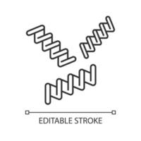 icône linéaire fusilli. pâtes italiennes. nouilles torsadées. bandes de pâte en forme de tire-bouchon. cuisine méditerranéenne. illustration de la ligne mince. symbole de contour. dessin de contour isolé de vecteur. trait modifiable vecteur