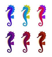 ensemble de vecteurs d'hippocampes de dessin animé coloré vecteur