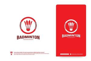 modèle de logo de club de badminton, concept de logo de tournois de badminton. identité de l'équipe du club isolée sur fond blanc, illustration vectorielle de conception de symbole de sport abstrait vecteur