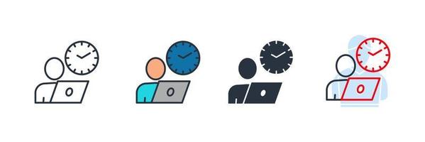 illustration vectorielle du logo de l'icône de l'heure de la personne. modèle de symbole de travail à temps partiel pour la collection de conception graphique et web