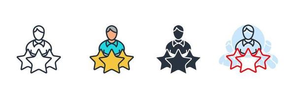expérience icône logo illustration vectorielle. modèle de symbole de personnes avec des étoiles pour la collection de conception graphique et web vecteur