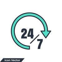 icône de disponibilité logo illustration vectorielle. modèle de symbole de service 24h/24 et 7j/7 pour la collection de conception graphique et web vecteur