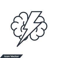 remue-méninges icône logo illustration vectorielle. cerveau avec modèle de symbole de tonnerre pour la collection de conception graphique et web vecteur