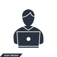illustration vectorielle du logo de l'icône de travail à distance. modèle de symbole d'employé pour la collection de conception graphique et web vecteur