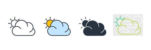 icône météo logo illustration vectorielle. nuage avec modèle de symbole de soleil pour la collection de conception graphique et web vecteur