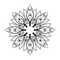 ornement de cercle rond de mandala gothique. élément graphique floral. lys, lotus. pour tatouage, emblème, icône. noir et blanc vecteur