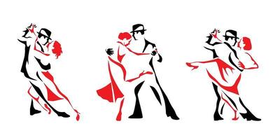 ensemble de logo de couple de danse de tango vecteur