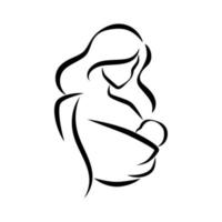 mère enfant porte-bébé symbole logo vecteur