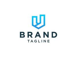 logo de la lettre initiale u. icône de la ligne bleue isolée sur fond blanc. utilisable pour le logo des entreprises et de la technologie. élément de modèle de conception de logo vectoriel plat.