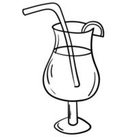 autocollant doodle avec des cocktails rafraîchissants vecteur