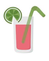 verre avec boisson froide. clipart de doodle plat. tous les objets sont repeints. vecteur