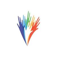 symbole de la main logo de soins communautaires conception d'illustration vectorielle vecteur