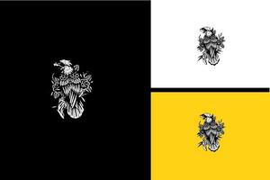 création de logo de vecteur d'aigle noir et blanc