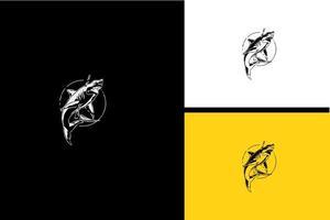 logo requin illustration vectorielle noir et blanc vecteur