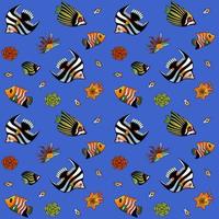 motif sous-marin avec illustration vectorielle de poissons et plantes colorés vecteur