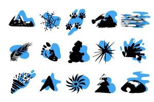 définir l'illustration vectorielle de noël doodle design. collection d'icônes silhouette hiver concept. isolé sur fond blanc. vecteur