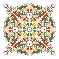 Élément de mandala géométrique de couleur de contour vecteur