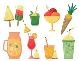 boissons d'été et glaces vecteur