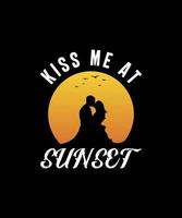 embrasse moi au coucher du soleil illustration romantique vecteur