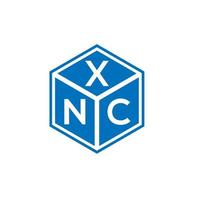 création de logo de lettre xnc sur fond noir. concept de logo de lettre initiales créatives xnc. conception de lettre xnc. vecteur