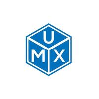 création de logo de lettre umx sur fond noir. concept de logo de lettre initiales créatives umx. conception de lettre umx. vecteur