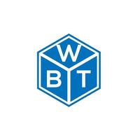 création de logo de lettre wbt sur fond noir. concept de logo de lettre initiales créatives wbt. conception de lettre wbt. vecteur