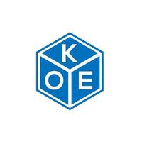 création de logo de lettre koe sur fond noir. concept de logo de lettre initiales créatives koe. conception de lettre koe. vecteur