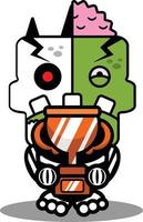 personnage de dessin animé costume illustration vectorielle zombie os mascotte tenant le trophée vecteur