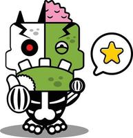 dessin animé personnage costume illustration vectorielle zombie os mascotte étoile pouce levé vecteur