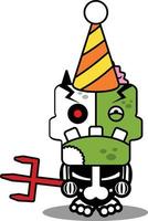 costume de personnage de dessin animé illustration vectorielle fête de mascotte d'os de zombie vecteur