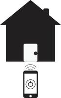 maison intelligente avec icône wifi et smartphone sur fond blanc. style plat. symbole de la maison intelligente. concept de maison intelligente. vecteur