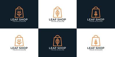 ensemble de logo de feuille de vente minimaliste de magasin de feuilles vecteur
