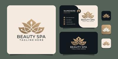Éléments de conception de logo de spa de beauté élégant dégradé pour le complexe hôtelier de salon spa vecteur