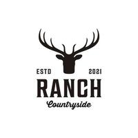 création de logo de cerf silhouette rétro vintage ranch vecteur
