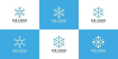 ensemble de création de logo de glace flocon de neige minimaliste vecteur