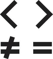 symboles mathématiques de base égaux supérieurs à l'icône. icône mathématique. symbole mathématique. vecteur