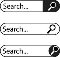 ensemble d'icônes de recherche sur fond blanc. style plat. icône de la barre de recherche pour la conception, le logo, l'application, l'interface utilisateur de votre site Web. symbole de la barre de recherche Web. signe de mots-clés de recherche. vecteur